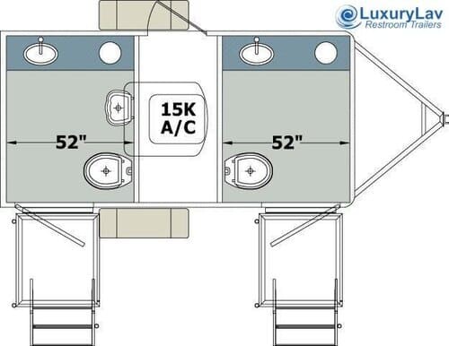 Luxury Lav 2 Stall Restroom Trailer Drawing