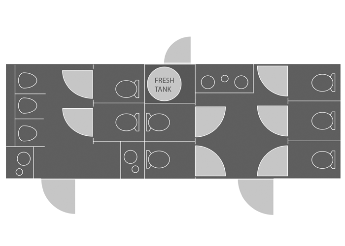 28-ft Black Tie luxury restroom trailer rental.